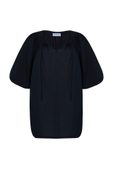 An image of a black cotton mini dress