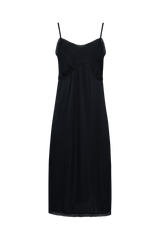 An image of a black slip midi dress