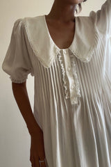 Gaia Dress button front and pintuck detail and lace trim