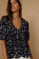 Gaia Top - Bijou Floral Navy