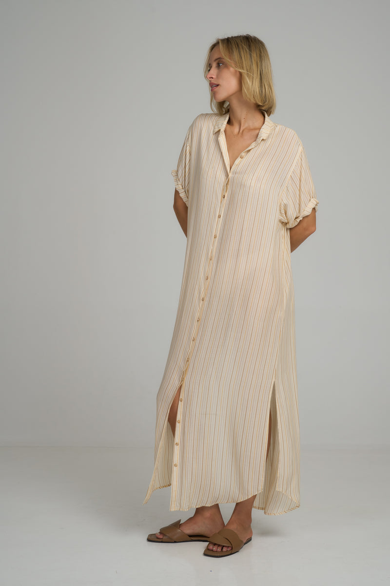 Hutton Dress - Sand Stripe