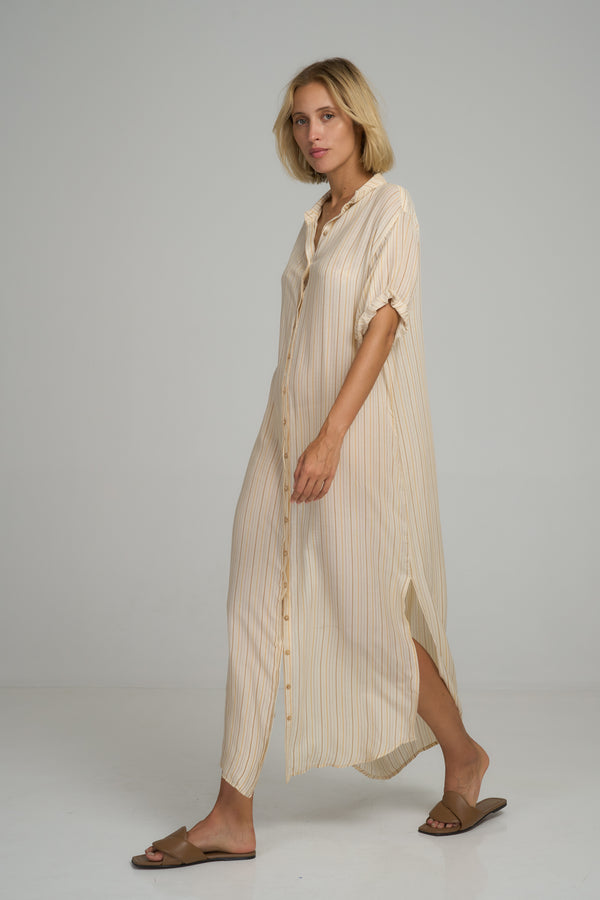 Hutton Dress - Sand Stripe