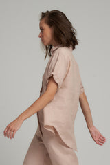 Side View of a Light Pink Linen Blouse by LILYA