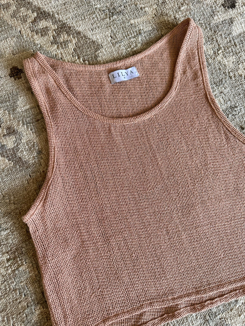 The Roma Mesh Singlet in Rose by LILYA