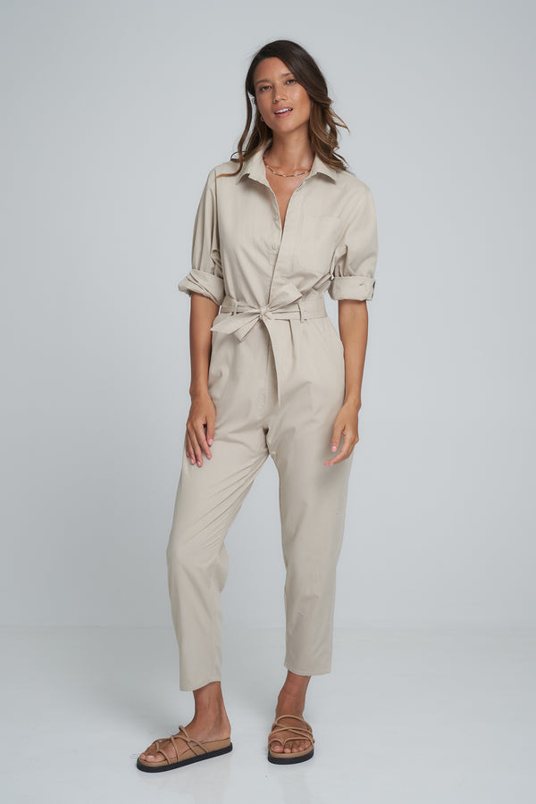 The Le Mans Jumpsuit Oatmeal by LILYA