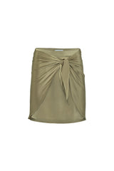 Martini Silk Wrap Mini Skirt - Moss Green