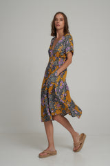 A Model Wears a Floral Midi Dress for Spring