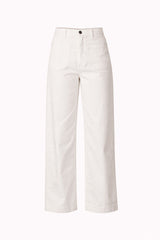 Ghost image of white cotton pants with front pocket detail in highwaisted fit