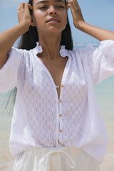 A Model Wearing a Classic White Cotton Top