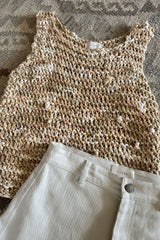 Handmade chunky open-weave cotton tank top