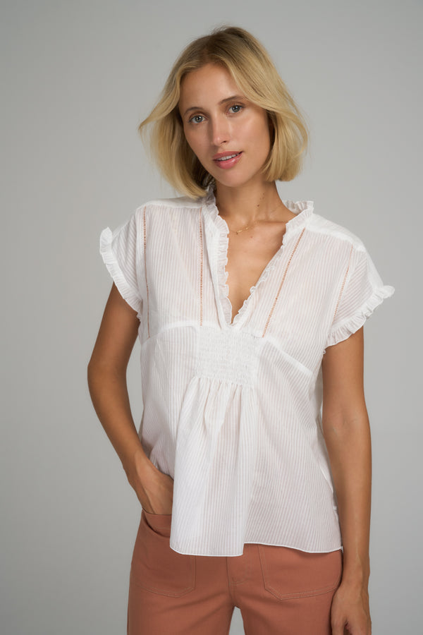 Palka Trim Top - Ivory