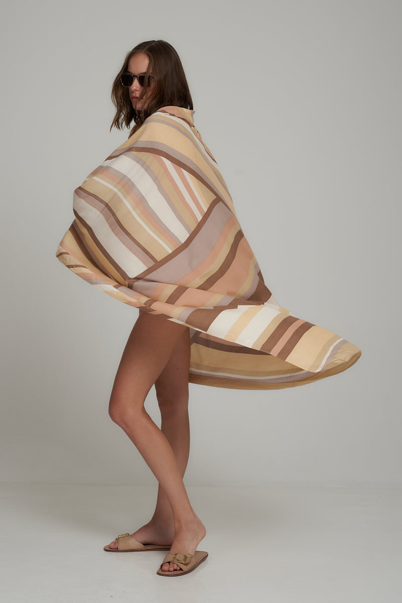 A Model Wearing the Pareo Striped Summer Sarong