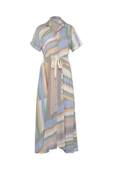 A Ocean Retro Stripe Maxi Shirt Dress for Summer by LILYA
