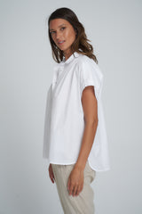 A Side View of a Classic White Cotton Top in Australia