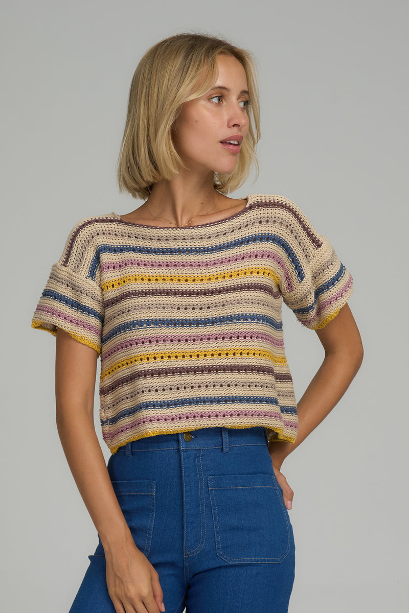 The Xena Knit Top in Caribe Stripe by LILYA