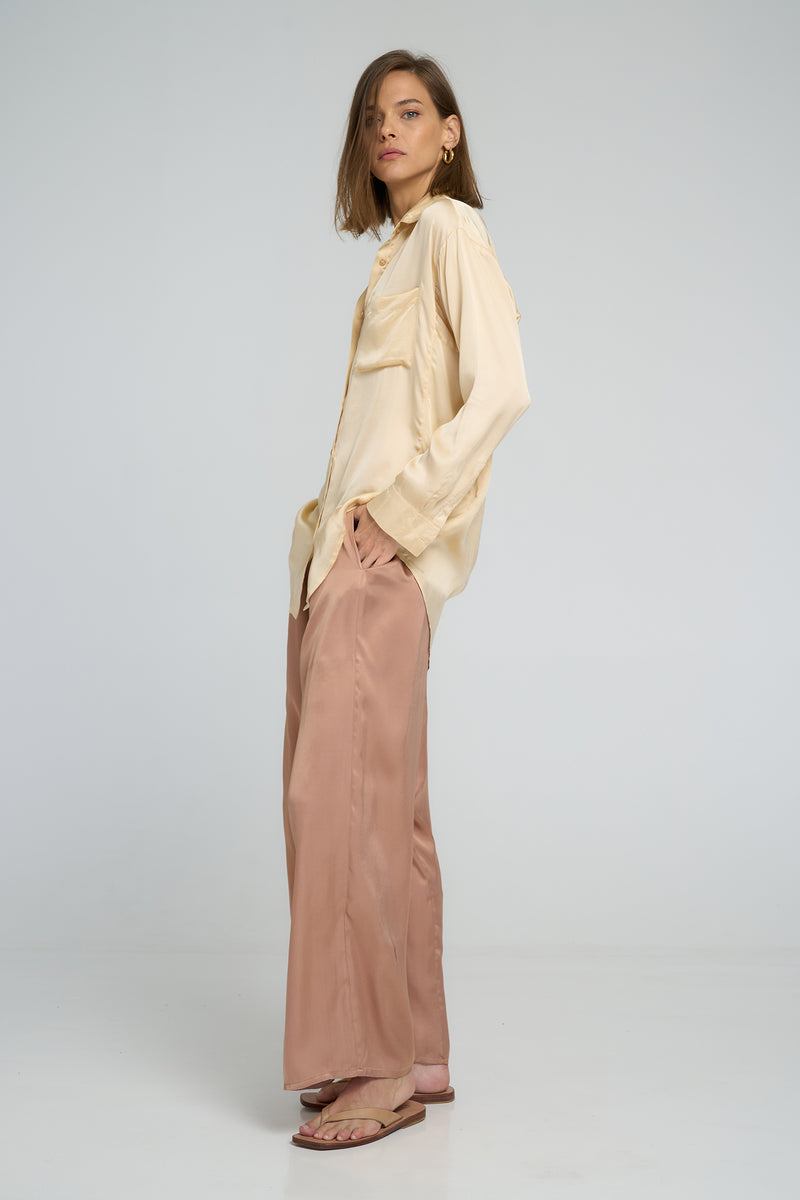 Silky-soft wide-leg pants with elastic waist by LILYA