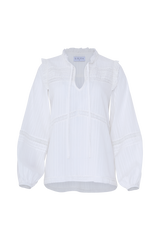 White cotton top with lace details and balloon sleeves Lilya