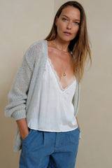 LILYA Sea Cardigan styled layered over outfits