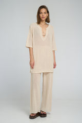 Lightweight natural mesh dress for layering