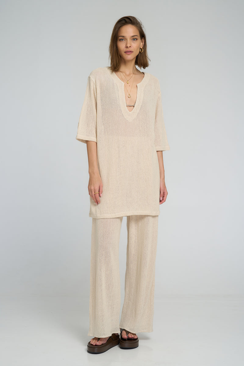 Lightweight natural mesh dress for layering