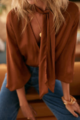 Close-up of necktie detail on Chamonix Top