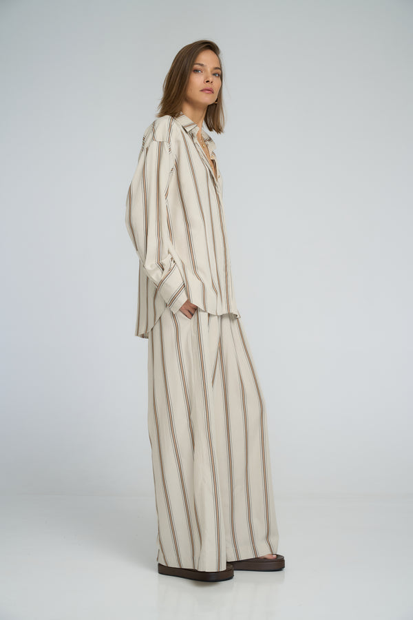 Lightweight layering shirt by LILYA in pinstripe design
