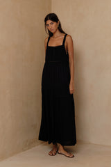 Lightweight rayon voile dress with pintuck detailing and soft drape 