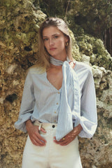 Soft striped blouse offering relaxed movement and timeless style