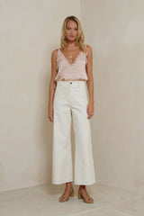 Stretch cotton twill trousers with relaxed silhouette and timeless appeal