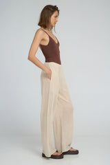 Relaxed Natural cotton pants with elasticated waistband and side pockets