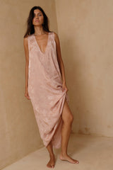 Occasion dress in soft Antique Rose with elegant drape 
