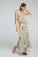 Movement shot of Calvi Dress highlighting lightweight rayon fabric