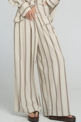Front view of LILYA Flynn Pant in striped soft rayon