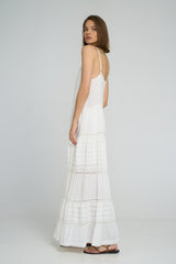 Side angle showcasing pintuck and lace detailing