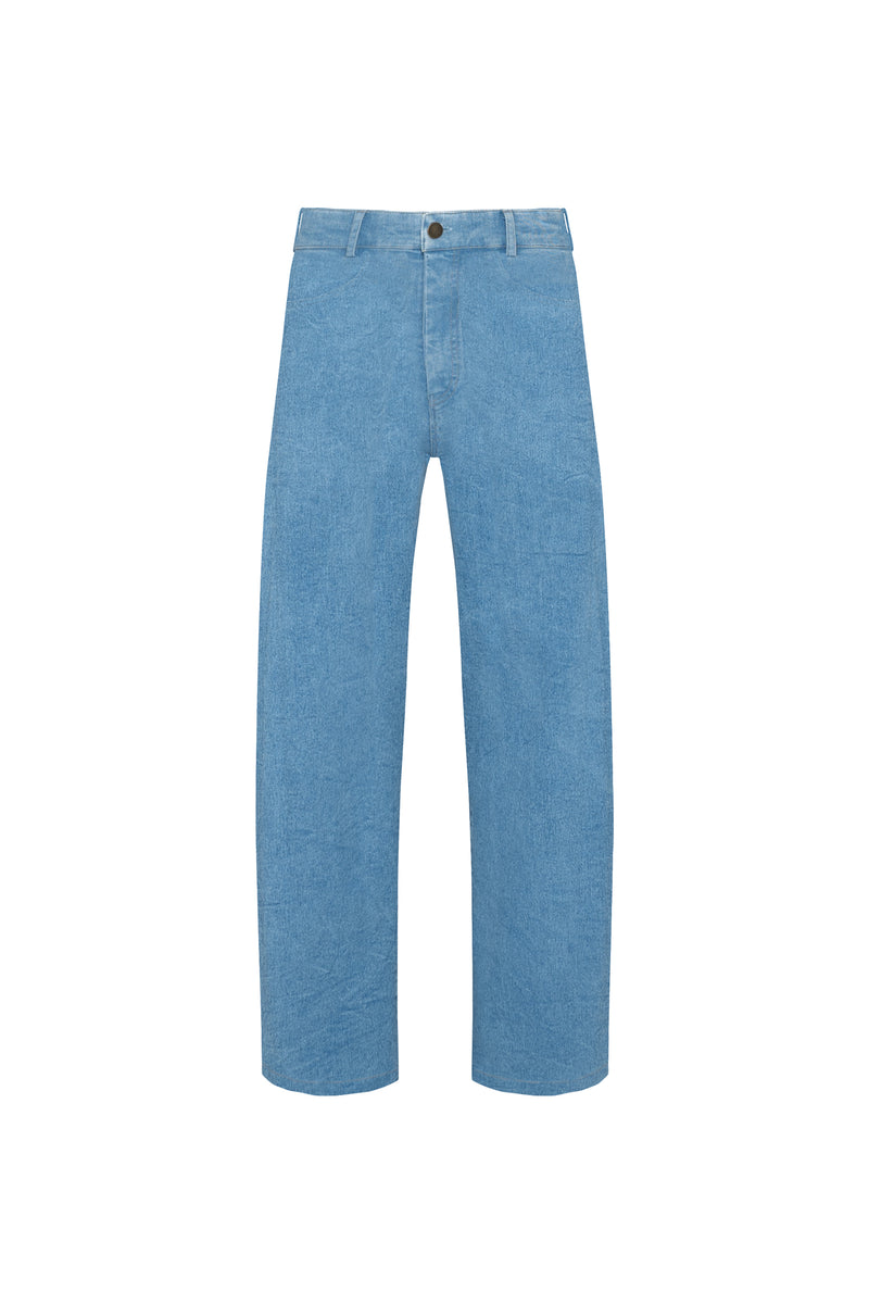 Light blue high rise barrel leg modern jeans