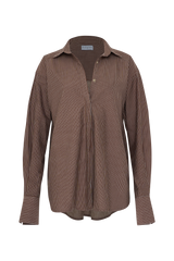 Cocoa pinstripe long sleeve oversized blouse Lilya