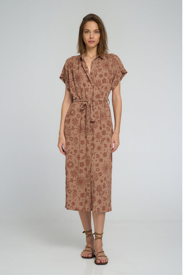 Jolene Dress Mystic Wisdom Rust full length view