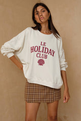 Oversized cotton sweater with vintage burgundy graphic 