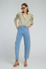 Model wearing Guildford Jean Pale Blue with relaxed high-rise silhouette