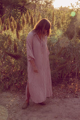 Comfortable summer maxi dress with soft drape and side splits
