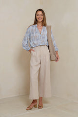 scorpio linen pants in smoke colour high rise wide leg fit