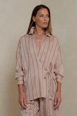 Seraphine Blush stripe work to weekend blouse