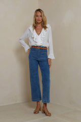 Close up of Molly Jeans with front pockets