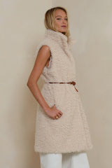 Open styling of LILYA faux-fur vest