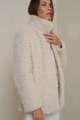 Side view of LILYA faux fur jacket