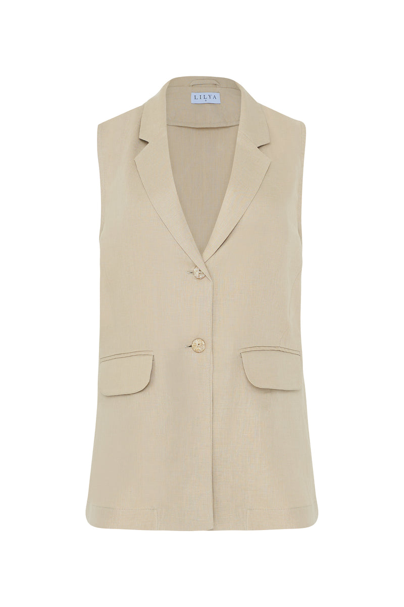Beige vest with button details