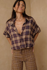 Lightweight cotton plaid shirt designed for relaxed everyday dressing