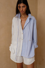 Relaxed cotton shirt with detachable tie and button-front styling 