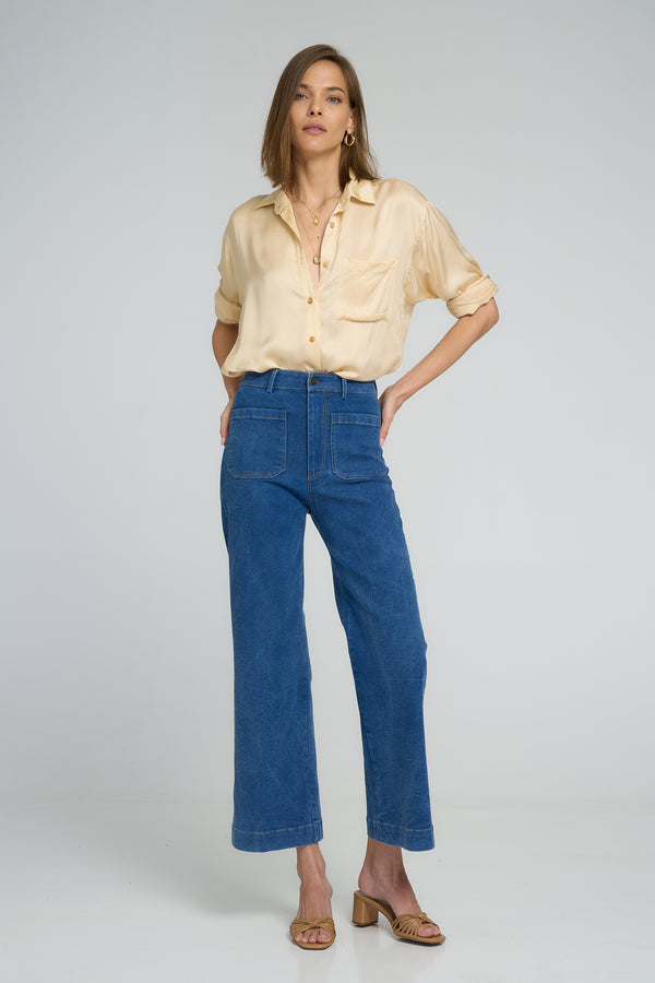 Front view of LILYA Molly Denim Jeans in mid blue