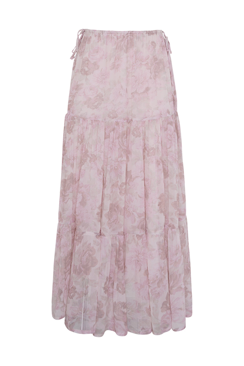 pink maxi floral skirt by LILYA Australia
